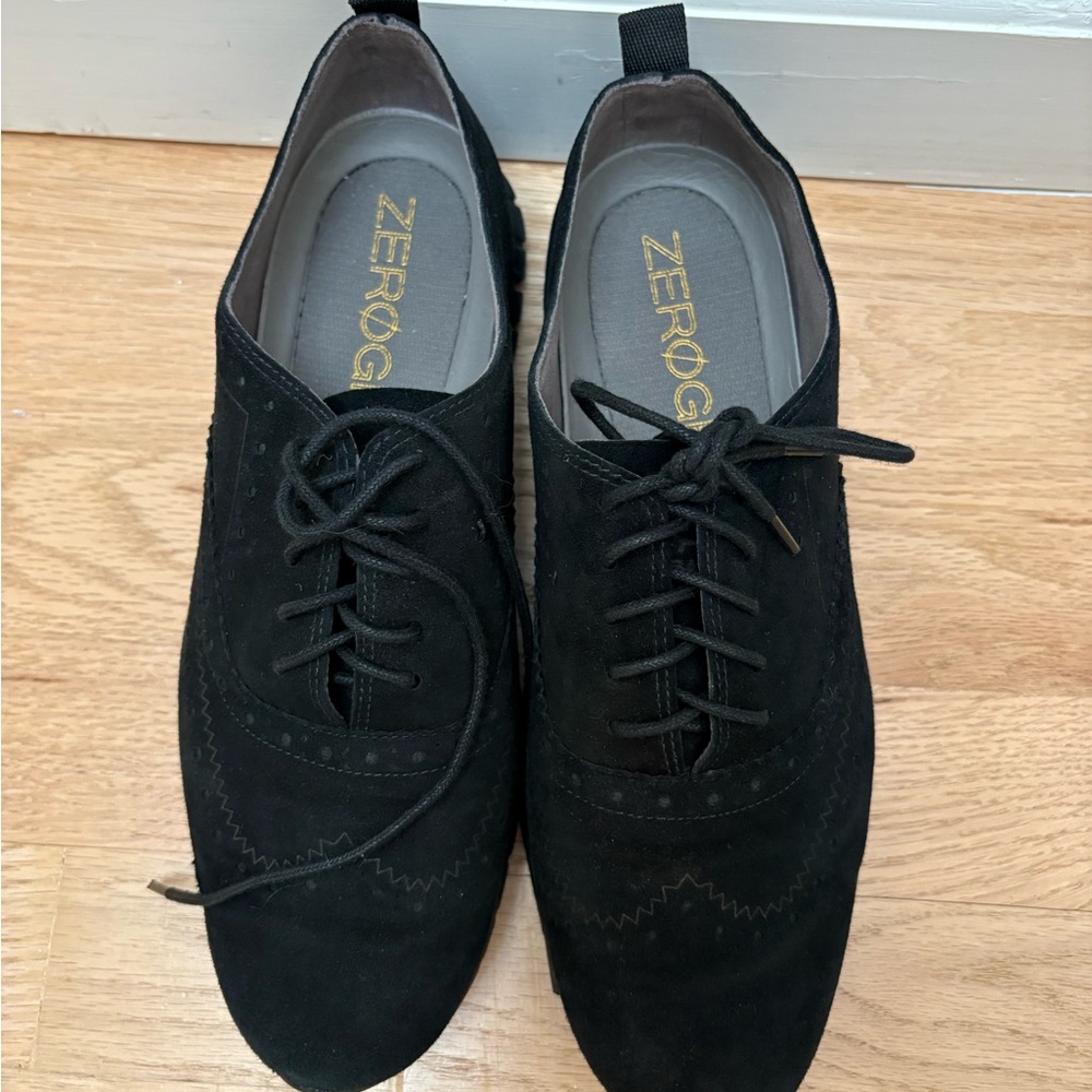 Cole Haan Black Suede Lace-Up Loafers